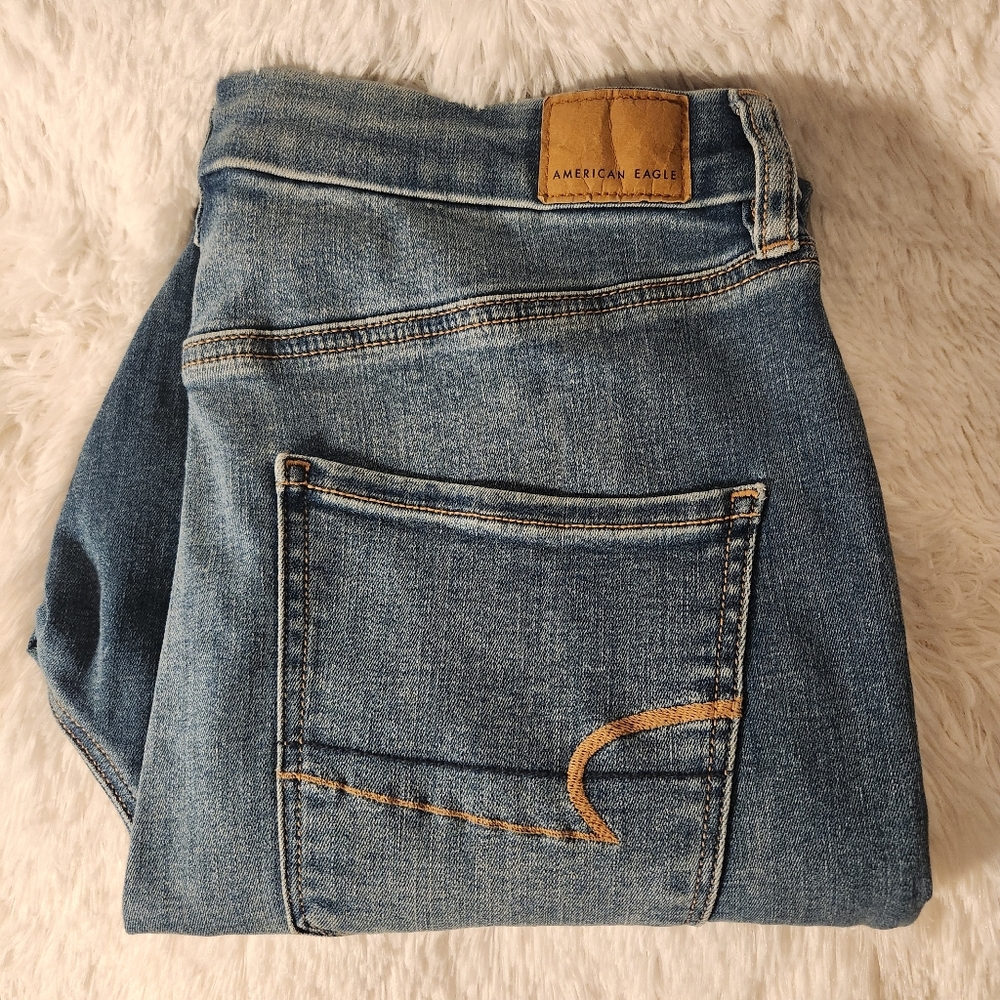 American Eagle Outfitters Women's Denim Jeans with Tan Accents